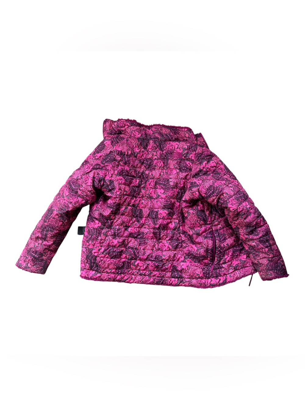 The North Face Girls Quilted Pink & Purple Floral winter coat size 10 / 12 - Picture 2 of 4